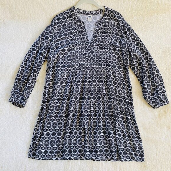 Old Navy Women's Black Snake Print Long-Sleeved Short Dress size Large - Picture 1 of 10